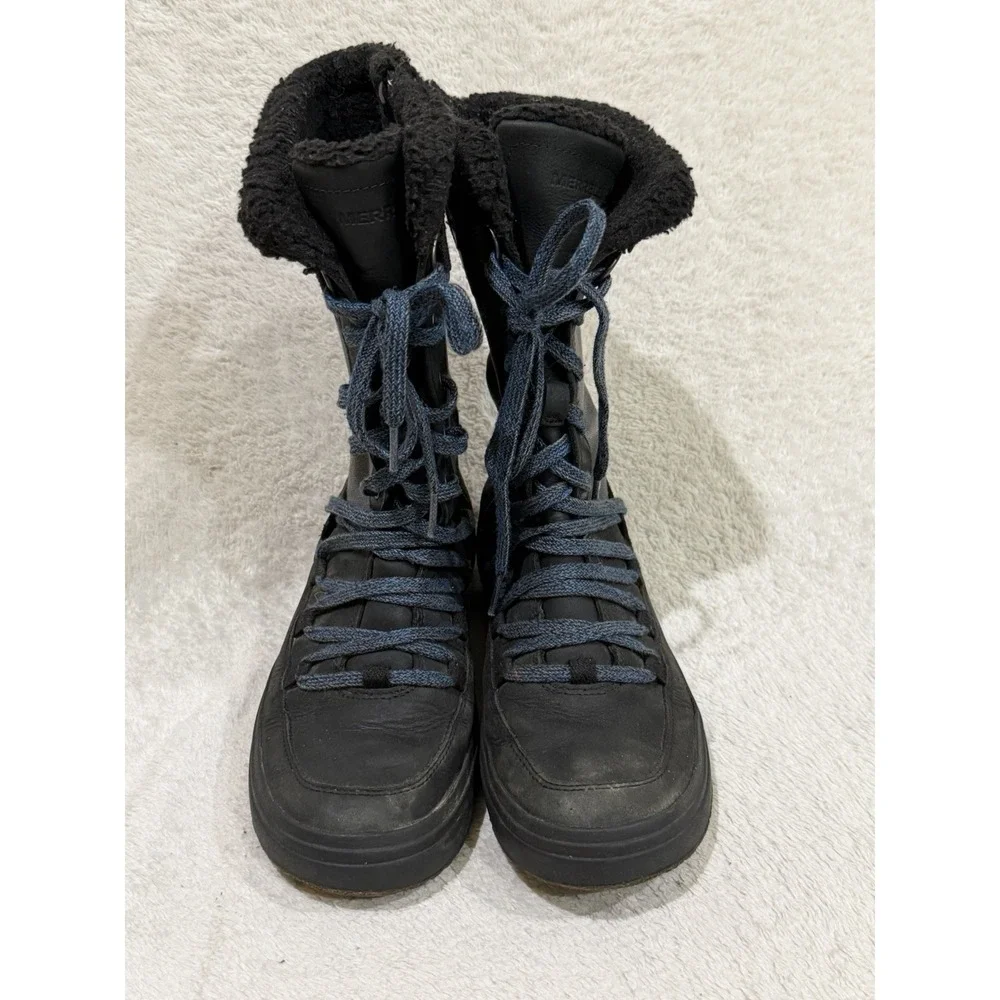 Merrell Polar Winter Boots Haven Tall Lace Up Women's 6 Waterproof Black Gray